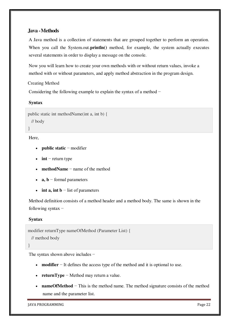 Java Programming Notes for B.Tech 2nd Sem — page 28