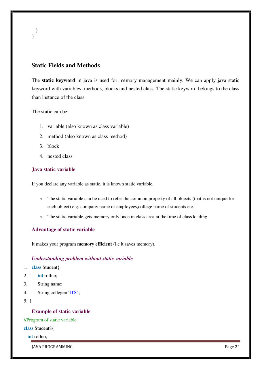 Java Programming Notes for B.Tech 2nd Sem — page 30