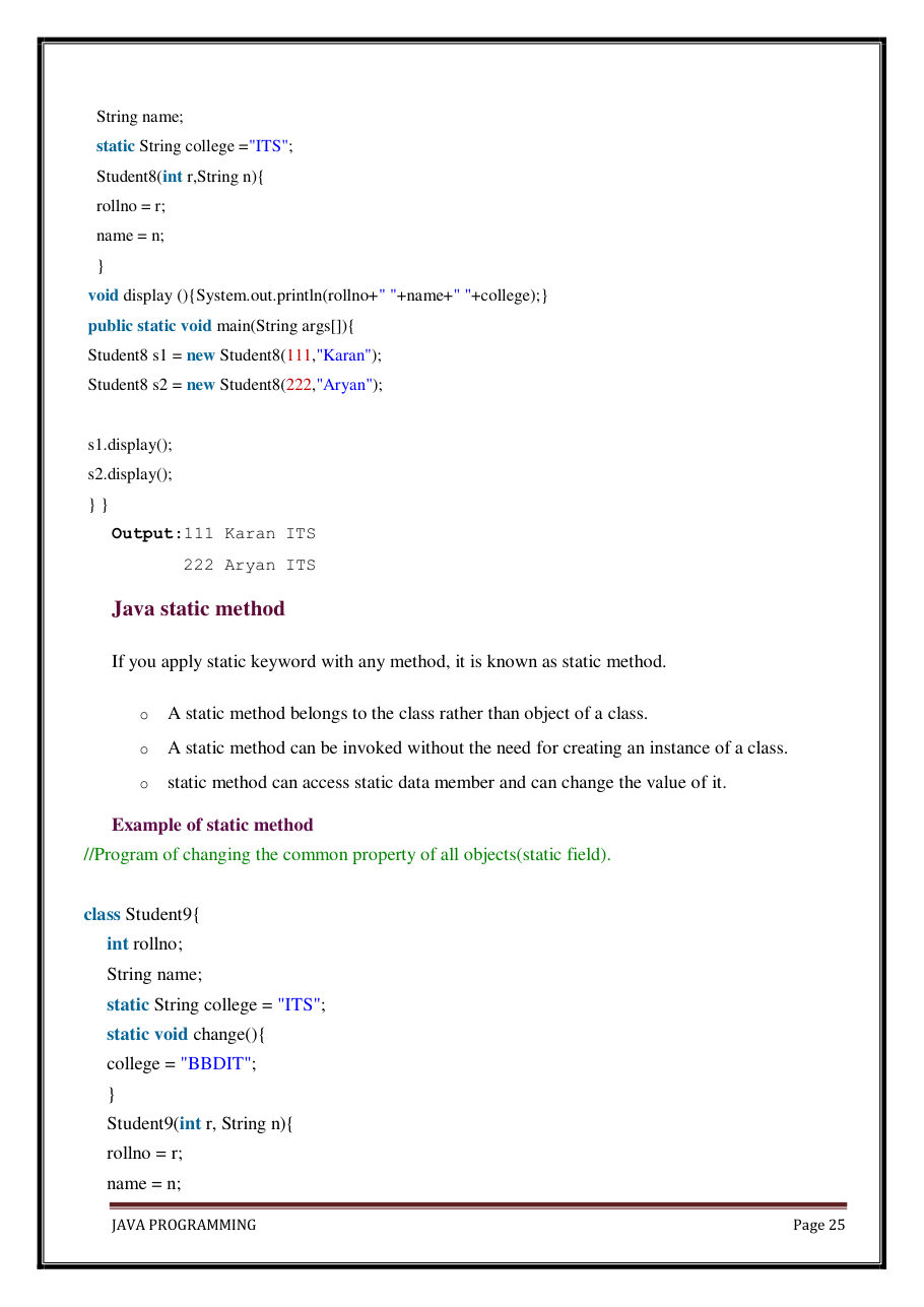 Java Programming Notes for B.Tech 2nd Sem — page 31