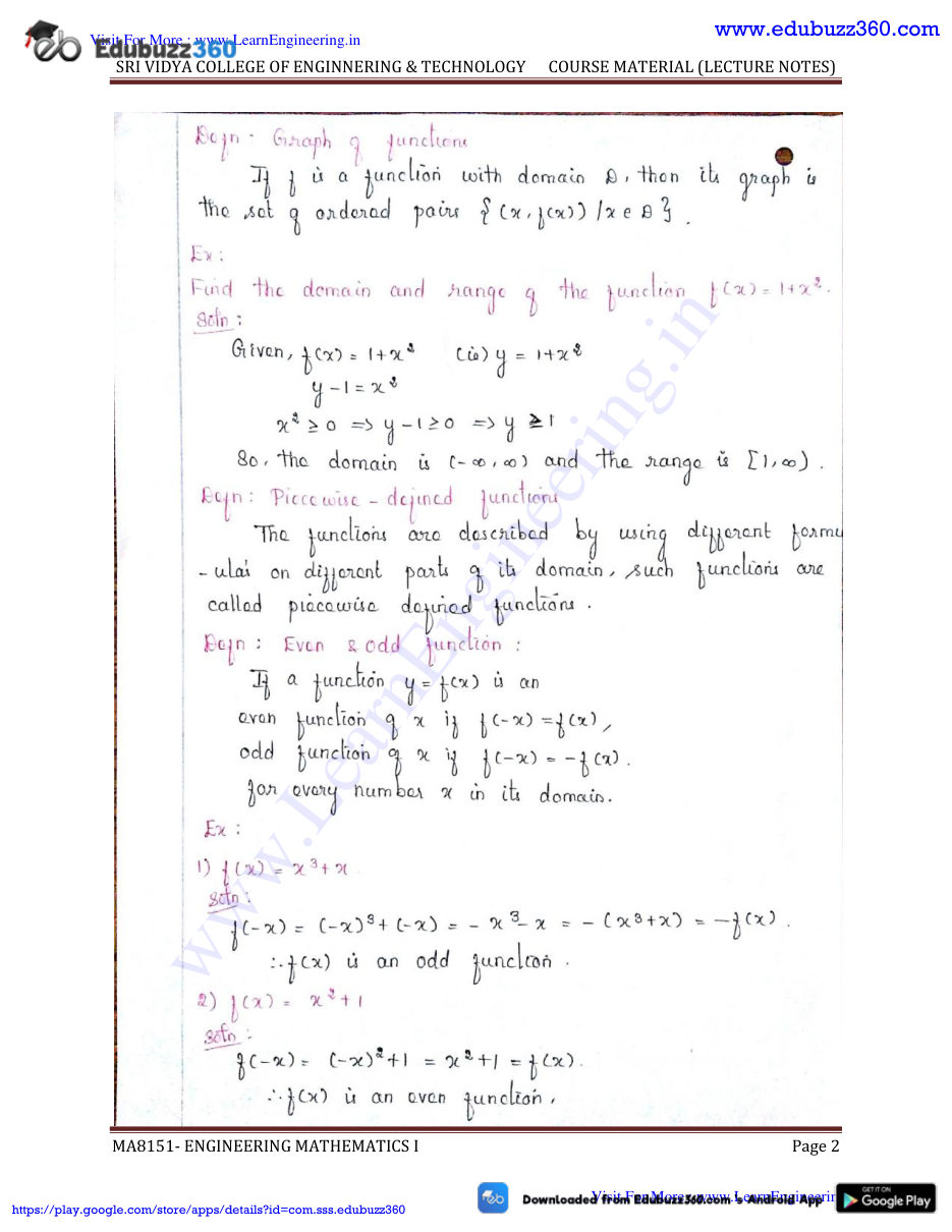 Engineering Mathematics I — page 2