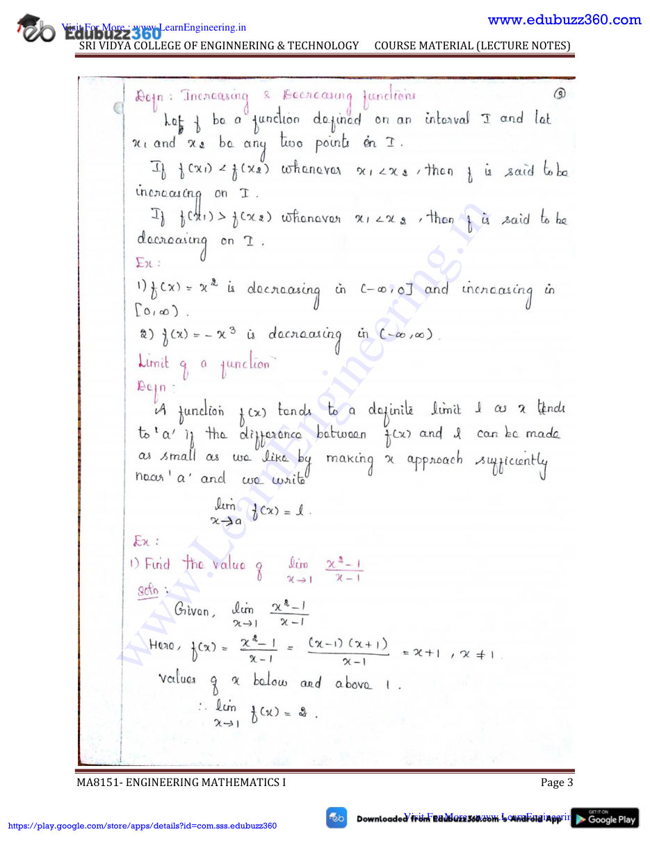 Engineering Mathematics I — page 3