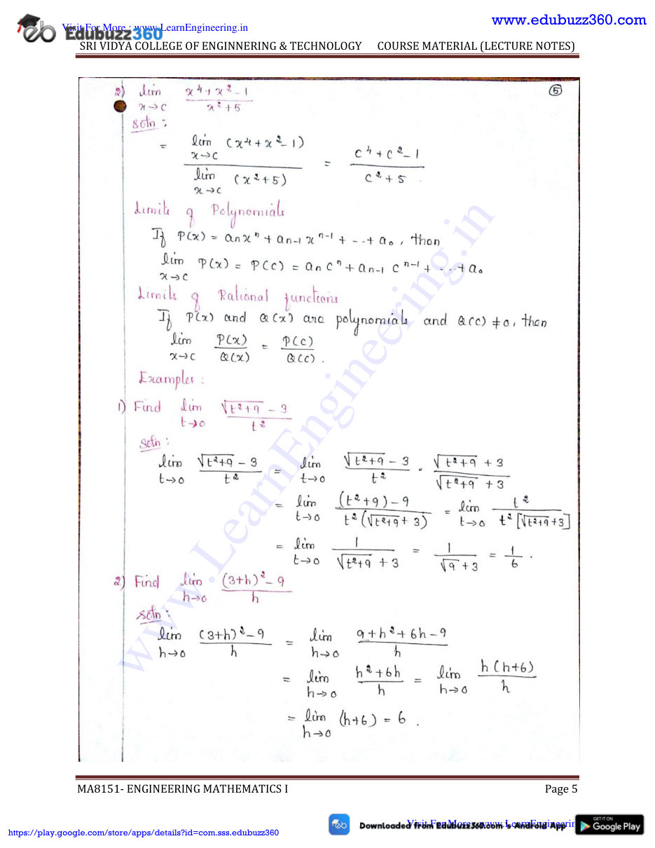 Engineering Mathematics I — page 5